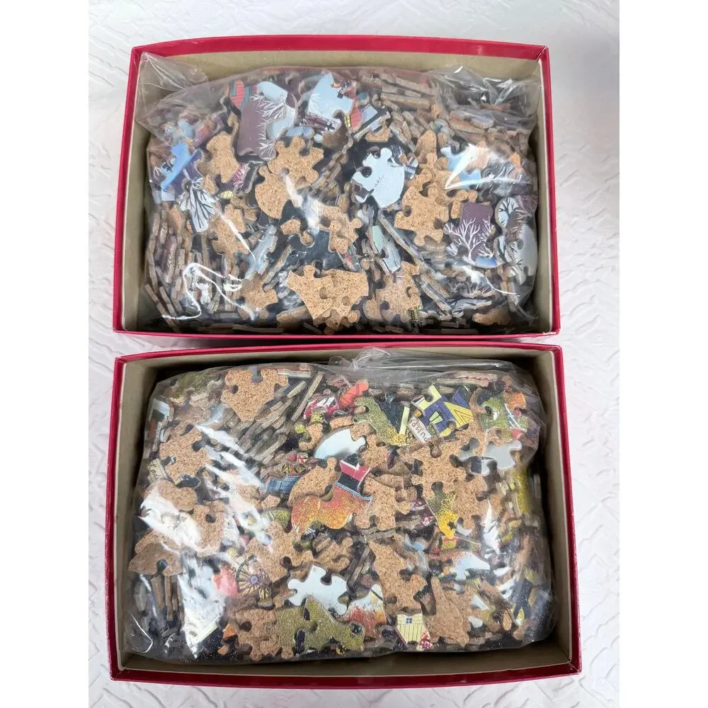 Vintage Jane Wooster Scott 2-Puzzle Set 500pc Corkboard Unopened Pieces